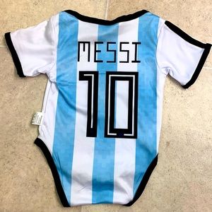 Argentina Messi Baby Soccer Jumper Jersey Bodysuit Baby Suit 0-3 Months